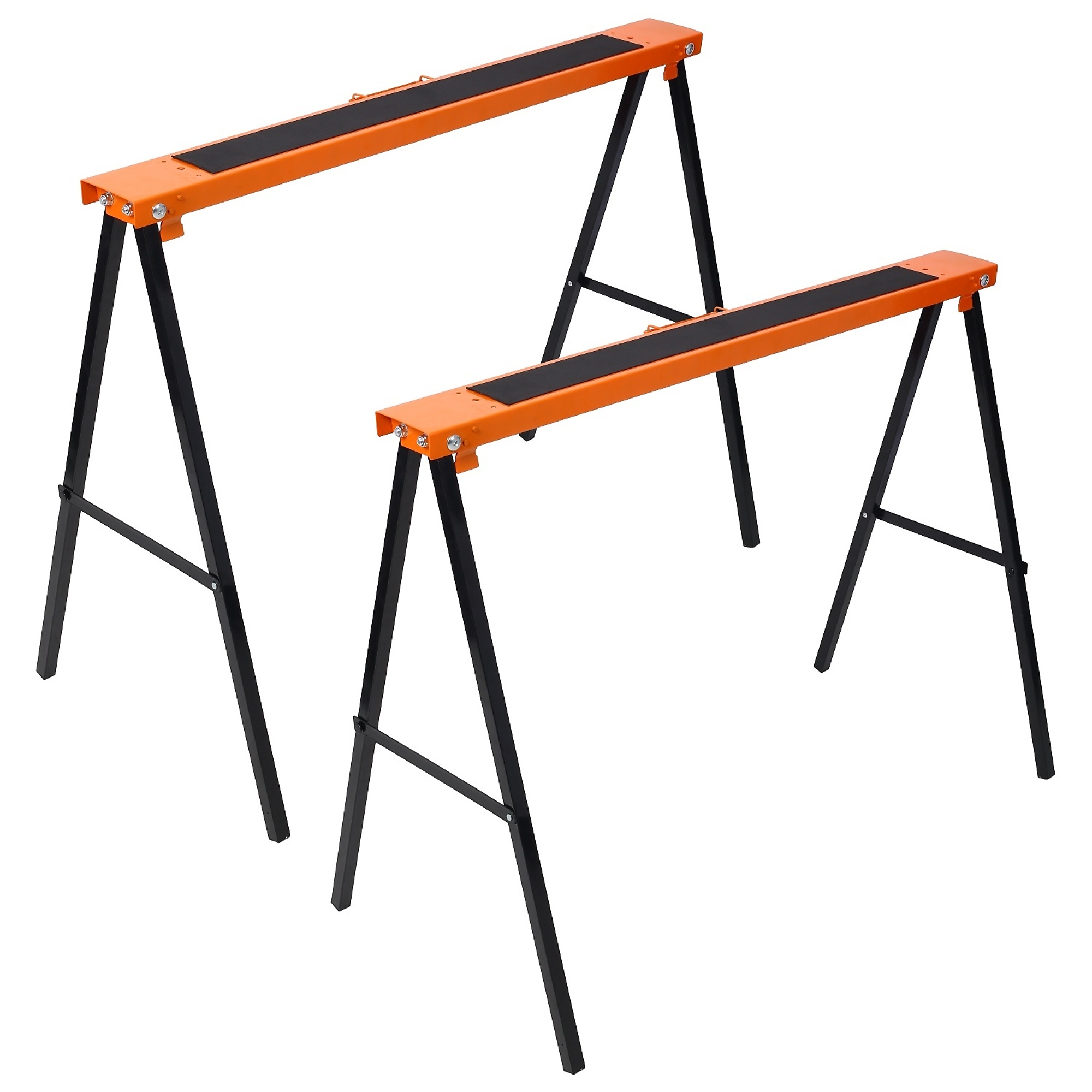 BlackTeck Folding Portable Sawhorse — 5.3in. W x 4.7in. H, Heavy-Duty Metal, 550-Lb. Capacity, Orange, Model# N2-199517